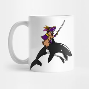 Pug Dog Pirate Riding Orca Whale Mug